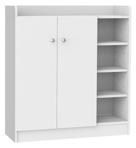 HOMCOM Skříň na boty Regál na boty Úložný kabinet Skládací kabinet 2 dveře 4 oddíly Bílá 83 x 30 x 90 cm | Aosom