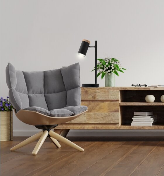 Stolní lampa LAGOS 1xGU10/15W/230V černá/hnědá