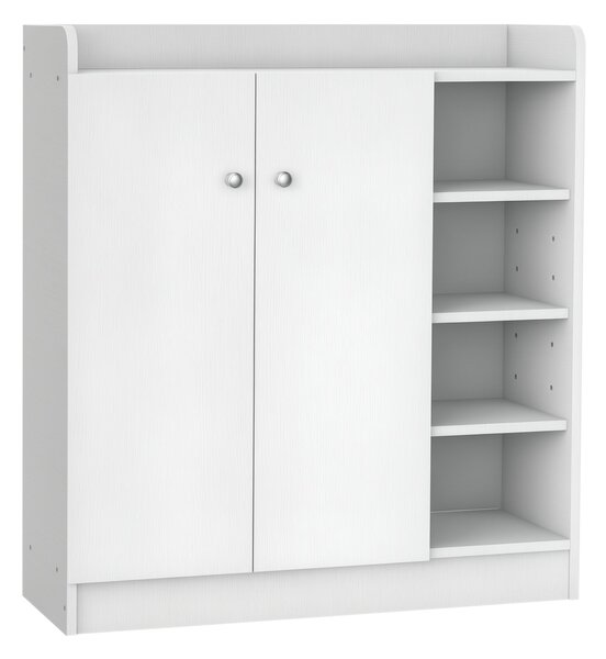 HOMCOM Skříň na boty Regál na boty Úložný kabinet Skládací kabinet 2 dveře 4 oddíly Bílá 83 x 30 x 90 cm | Aosom
