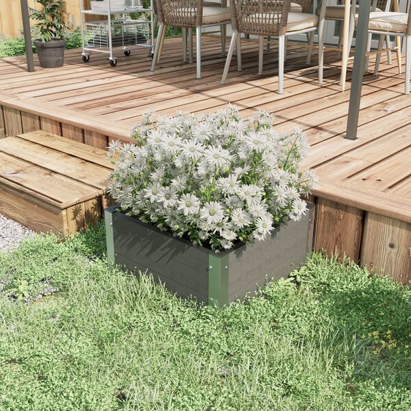 Zvýšený záhon Outsunny, květináč, sázení s otevřeným dnem, bylinkový záhon do zahrady, na balkon, šedý, 60 x 60 x 30 cm | Aosom