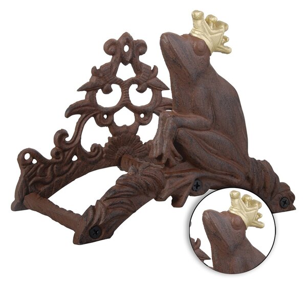 Litinový nástěnný držák na zahradní hadici Frog, 25,5x20 cm, hnědá