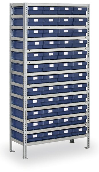Regál s plastovými boxy MAX - 2000 x 400 x 1000 mm, 48x box E