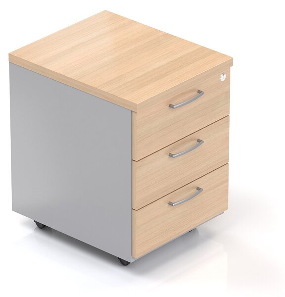 NABYTEK-DESIGNOVY.CZ - Kancelářský kontejner KOMFORT, 3 zásuvky, 52×43×59 cm, ořech/šedá – KS30 19
