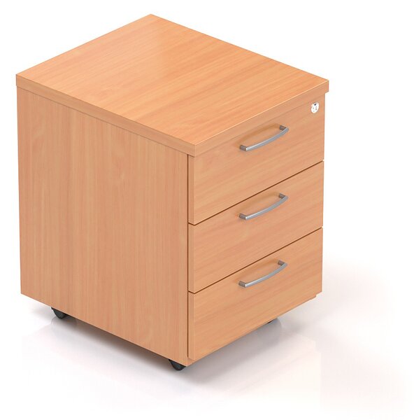 NABYTEK-DESIGNOVY.CZ - Kancelářský kontejner KOMFORT, 3 zásuvky, 52×43×59 cm, ořech/šedá – KS30 19