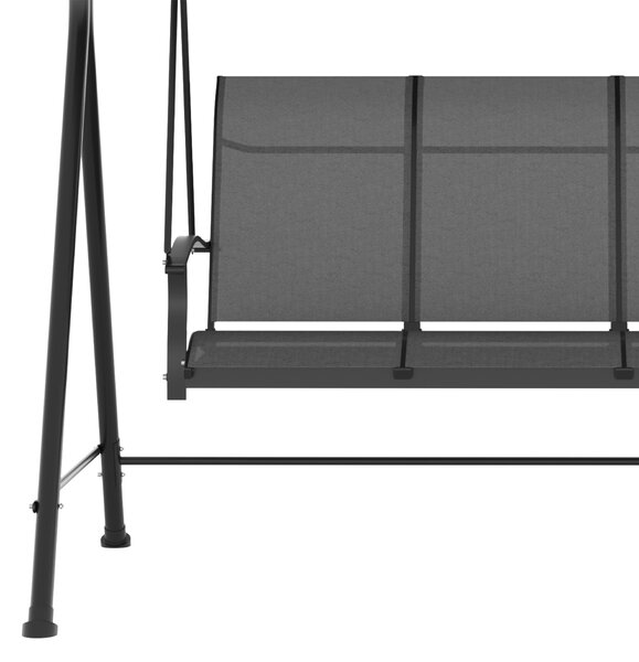 Outsunny Hollywoodský houpací gauč pro 3 osoby, zahradní houpací lavice s nastavitelnou stříškou, nosnost až 240 kg, kov, textil, tmavě šedá, 195 x 11