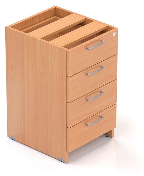 NABYTEK-DESIGNOVY.CZ - Kancelářský kontejner KOMFORT, 4 zásuvky, 47×50×76 cm, přístavný, ořech/šedá – KS54 19