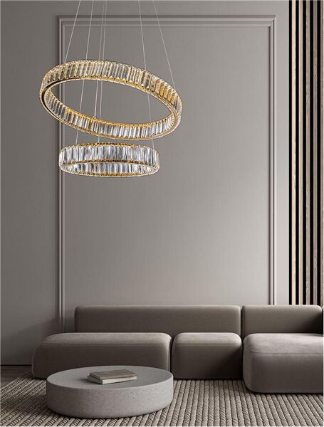 Nova Luce Závěsné designové svítidlo Aurelia 2, ø 60cm, zlaté