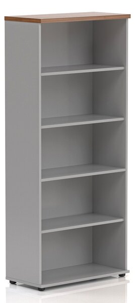 NABYTEK-DESIGNOVY.CZ - Kancelářský regál KOMFORT, 80×38,5×183,5 cm, bez dveří, ořech/šedá – S580 19