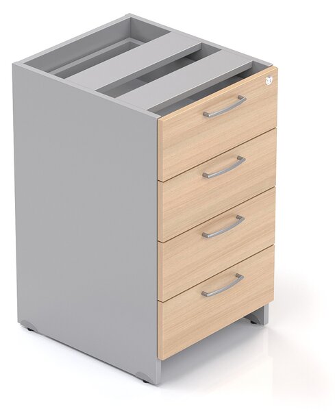 NABYTEK-DESIGNOVY.CZ - Kancelářský kontejner KOMFORT, 4 zásuvky, 47×50×76 cm, přístavný, ořech/šedá – KS54 19