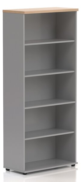 NABYTEK-DESIGNOVY.CZ - Kancelářský regál KOMFORT, 80×38,5×183,5 cm, bez dveří, ořech/šedá – S580 19