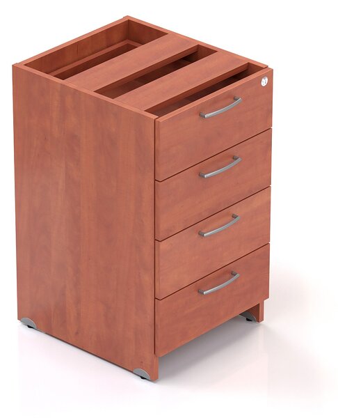 NABYTEK-DESIGNOVY.CZ - Kancelářský kontejner KOMFORT, 4 zásuvky, 47×50×76 cm, přístavný, ořech/šedá – KS54 19