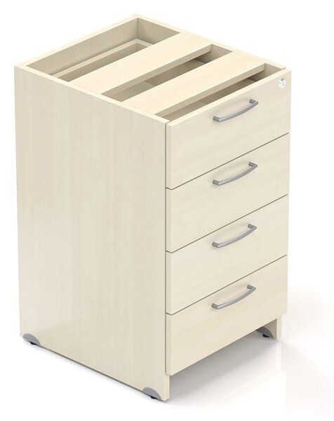 NABYTEK-DESIGNOVY.CZ - Kancelářský kontejner KOMFORT, 4 zásuvky, 47×50×76 cm, přístavný, ořech/šedá – KS54 19