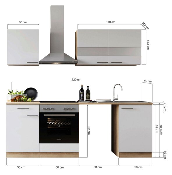 KUCHYŇSKÝ BLOK 220 cm Respekta - Online Only kuchyňské linky, Online Only