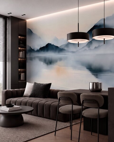 Fototapety Jezero v akvarelu, Fototapety s přírodními motivy, w10078 : uwalls.cz