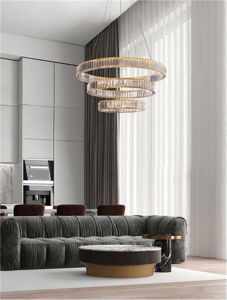 Nova Luce Závěsné designové svítidlo Aurelia 3, ø 80cm, zlaté