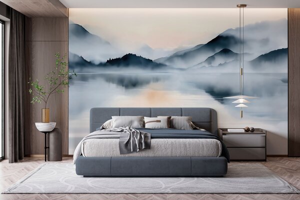 Fototapety Jezero v akvarelu, Fototapety s přírodními motivy, w10078 : uwalls.cz