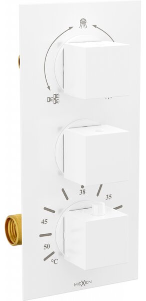 Mexen Cube termostatická vanovo-sprchová baterie s 3 výstupy, bílá - 77503-20
