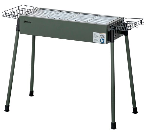 Outsunny Surový Gril z Nerezové Oceli BBQ Kouřák s Grilovací Mřížkou, Zahradní Gril pro BBQ Kempování, Terasu, Zahradu 94 x 39 x 70 cm | Aosom