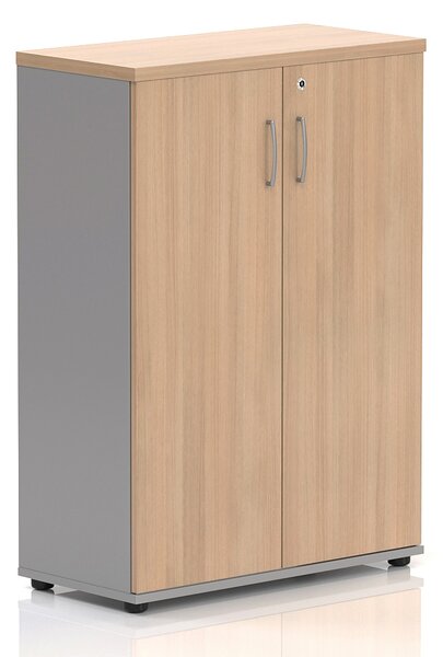 NABYTEK-DESIGNOVY.CZ - Kancelářská skříň KOMFORT, 80×38,5×113 cm, dveře 3/3, ořech/šedá – S383 19
