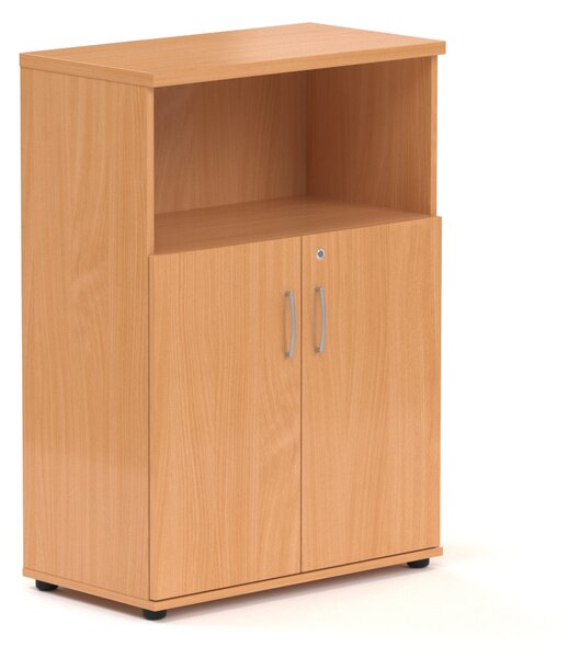 NABYTEK-DESIGNOVY.CZ - Kancelářská skříň KOMFORT, 80×38,5×113 cm, dveře 2/3, ořech/šedá – S382 19