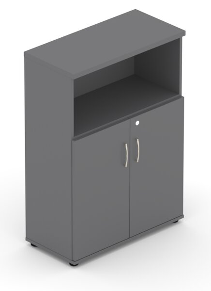 NABYTEK-DESIGNOVY.CZ - Kancelářská skříň KOMFORT, 80×38,5×113 cm, dveře 2/3, ořech/šedá – S382 19