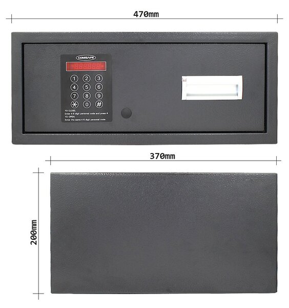 Nábytkový šuplíkový sejf, MOTION 1, elektronický zámek, 200 x 470 x 370 mm