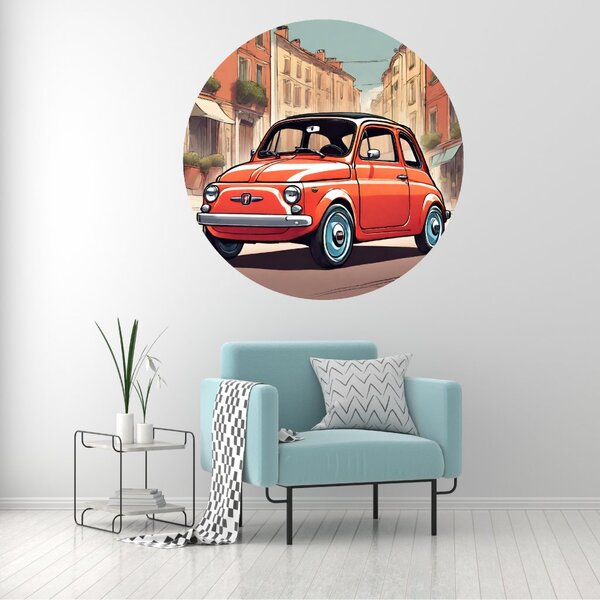 PIPPER. Kruhová samolepka na zeď "Fiat 500" Velikost: 100cm