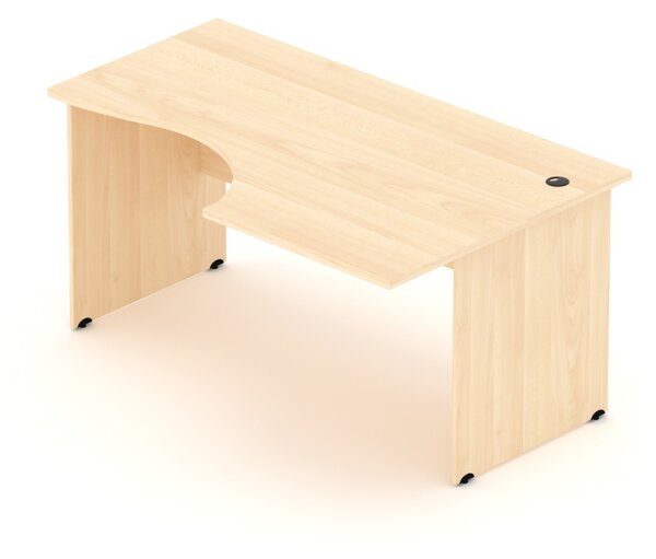 NABYTEK-DESIGNOVY.CZ - BKA20 03 - Kancelářský rohový stůl pravý KOMFORT, dřevěná podnož, 160x70/100x76 cm, calvados