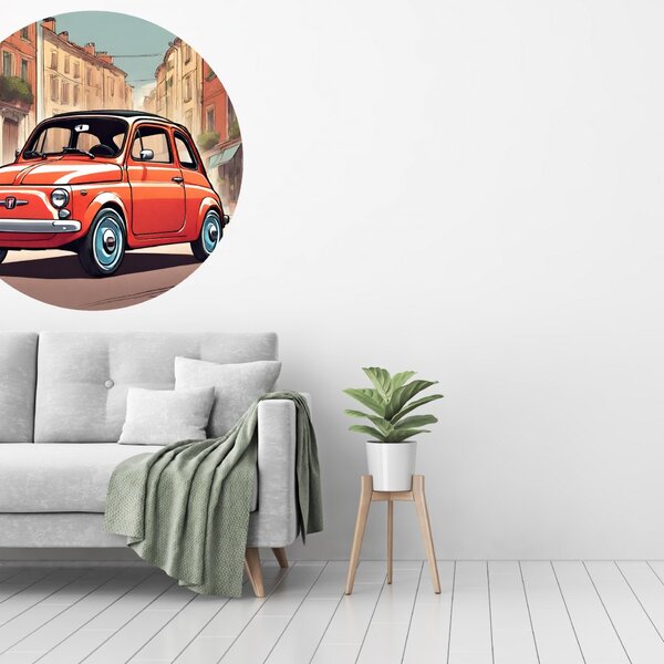 PIPPER. Kruhová samolepka na zeď "Fiat 500" Velikost: 100cm