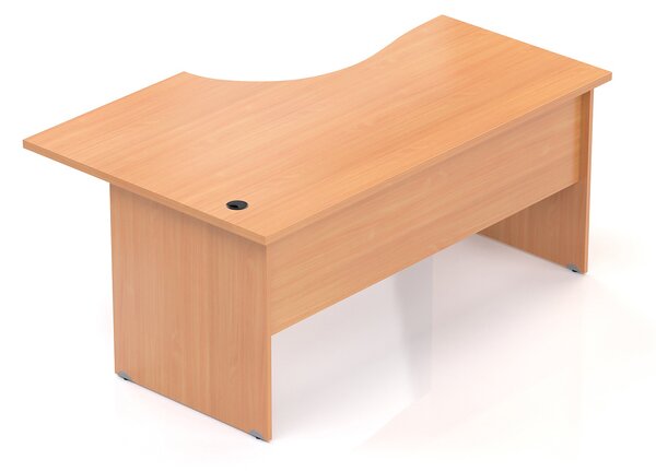 NABYTEK-DESIGNOVY.CZ - BKA20 12 - Kancelářský rohový stůl pravý KOMFORT, dřevěná podnož, 160x70/100x76 cm, javor