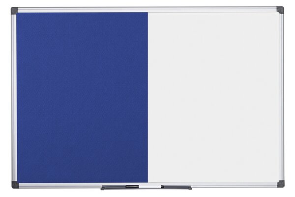 Popisovací magnetická tabule a textilní nástěnka, bílá/modrá, 1200 x 900 mm