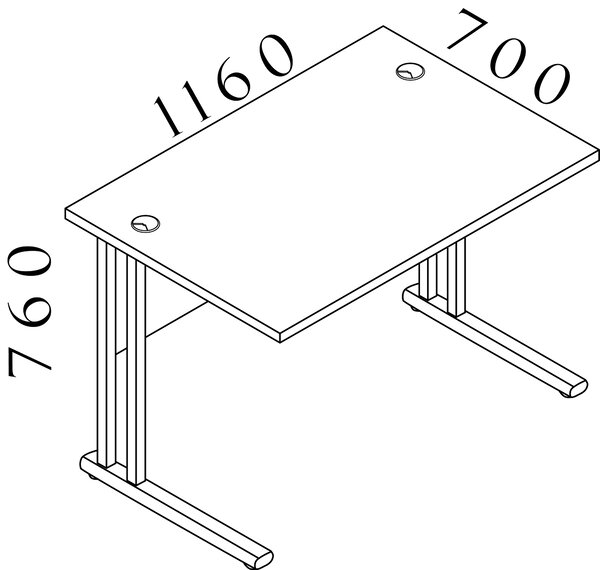 Kancelářský stůl Komfort, kovová podnož, 120x70x76 cm - BPR12 11 (BPR12 11 - Kancelářský stůl Komfort, kovová podnož, 120x70x76 cm)