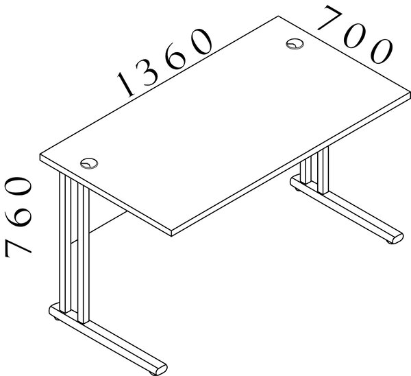 Kancelářský stůl Komfort, kovová podnož, 140x70x76 cm - BPR14 03 (BPR14 03 - Kancelářský stůl Komfort, kovová podnož, 140x70x76 cm)