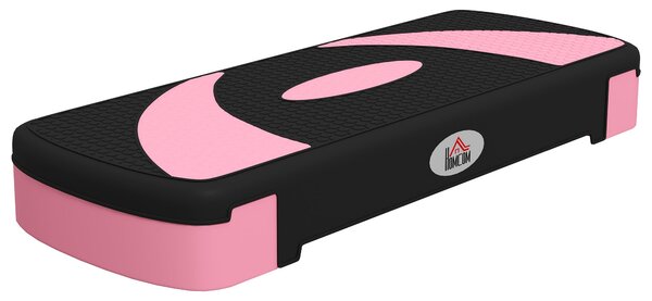 HOMCOM Výškově nastavitelný fitness stepper se 3 úrovněmi (10/15/20 cm) protiskluzový schodící stolek, nosnost až 150 kg pro domácí posilovnu - Růžový