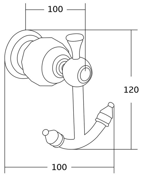 Mexen příslušenství, ESTELA držák na ručníky, 2-háček, černá, 7011535-70