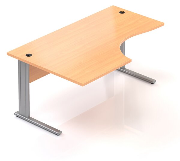 NABYTEK-DESIGNOVY.CZ - Kancelářský stůl rohový levý KOMFORT, kovová podnož, 160×70/100×76 cm, buk – BPR21 11