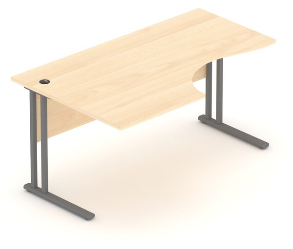 NABYTEK-DESIGNOVY.CZ - Kancelářský stůl rohový levý KOMFORT, kovová podnož, 160×70/100×76 cm, buk – BPR21 11