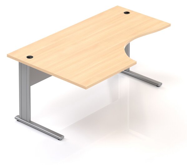 NABYTEK-DESIGNOVY.CZ - Kancelářský stůl rohový levý KOMFORT, kovová podnož, 160×70/100×76 cm, buk – BPR21 11