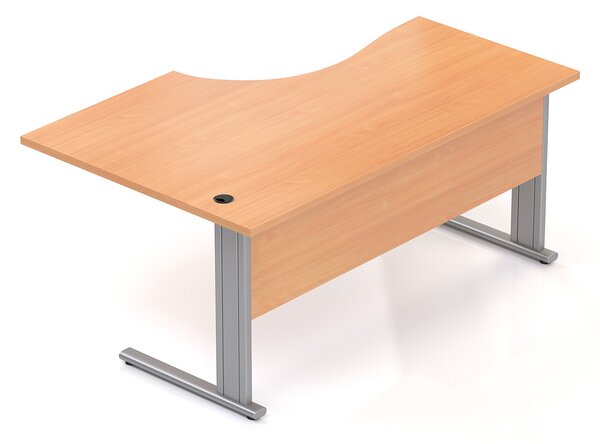 NABYTEK-DESIGNOVY.CZ - Kancelářský stůl rohový pravý KOMFORT, kovová podnož, 160×70/100×76 cm, javor – BPR20 12