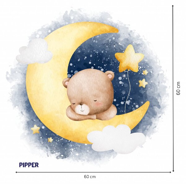 PIPPER. Samolepka na zeď "Medvídek na Měsíci"