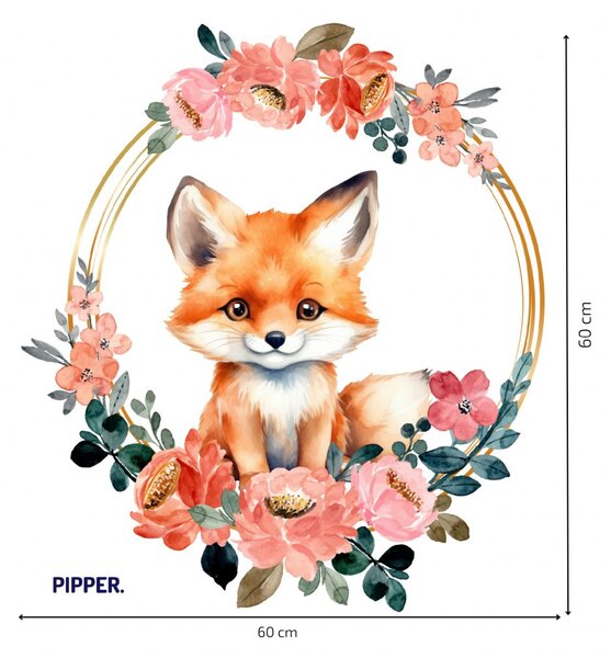 PIPPER. Samolepka na zeď "Liška s květinami"