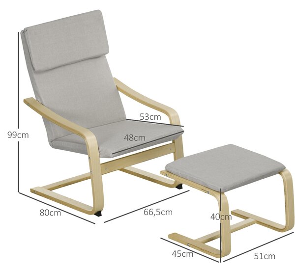 HOMCOM Relaxační křeslo s podnožkou, křeslo k odpočinku, čtecí křeslo, relaxační křeslo s opěrkami, houpací křeslo, polohovací křeslo s potahem z lnu