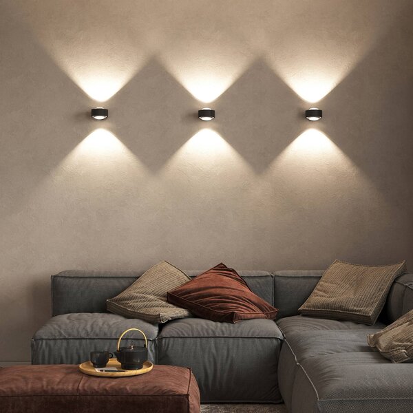 Top Light Puk Maxx Wall, LED, čirá skla, matná černá, stmívatelný, Černá, Obývací pokoj / jídelna, kov, Design