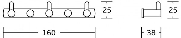 Mexen příslušenství, držák na ručník, 3-háček, zlatá, 709163-50