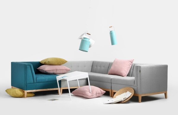 Nordic Design Šedá čalouněná lenoška Tomm 156 cm, pravá