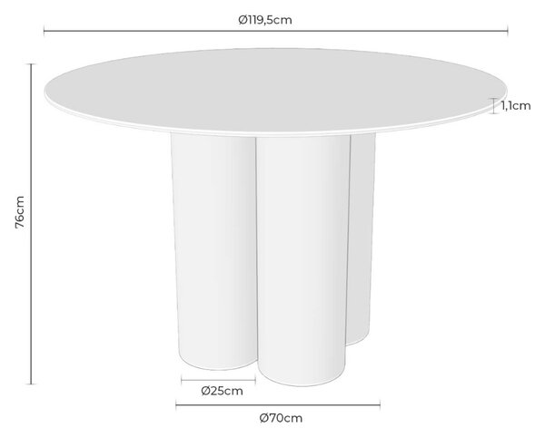 Porcelánový jídelní stůl Somcasa Tracy 120 cm
