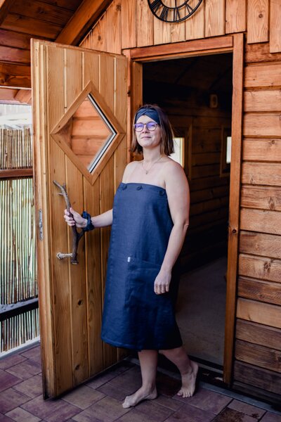 Nelly Dámský saunový kilt, barva tmavě modrá, velikost 80x120cm