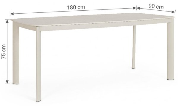 Bizzotto Krémový zahradní stůl Alcora 180 x 90 cm s keramickou deskou
