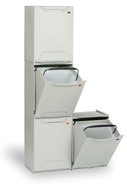 Sada 4 plastových košů na tříděný odpad, 14 l, 340 x 290 x 470 mm