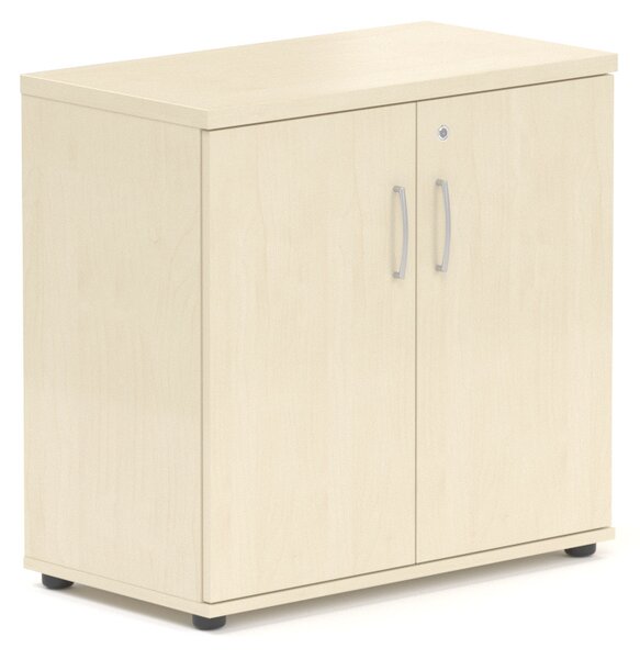 NABYTEK-DESIGNOVY.CZ - Kancelářský regál KOMFORT, 80×38,5×76 cm, dveře 2/2, ořech/šedá – SB282 19